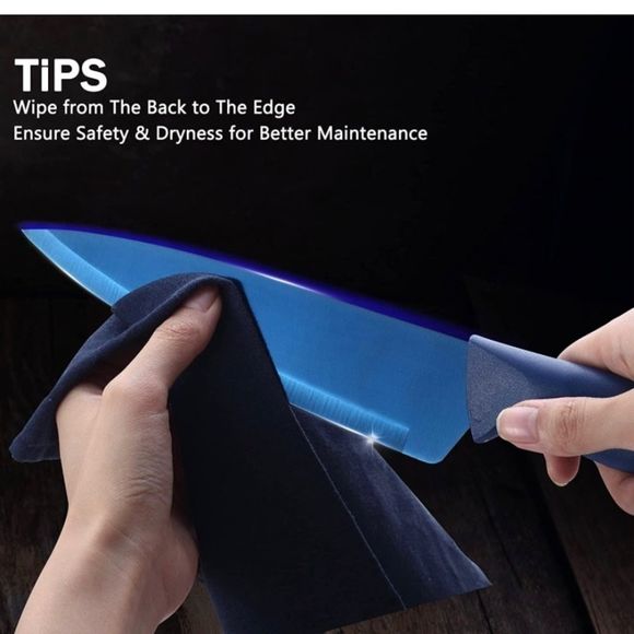 Blue 7 piece Kitchen Knife Sets, Knife Block Stainless Steel with Knives - Picture 7 of 7